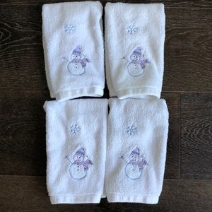 Set of 4 snowman fingertip towels